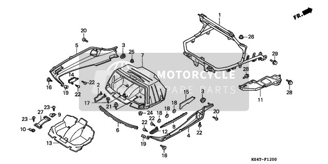 Honda CN250 1997 Gepäckraum Untere Abdeckung für ein 1997 Honda CN250